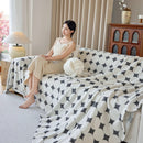Geometric Jacquard Plush Warm Sofa Couch Cover Coral Fleece Throw Blanket for Couch by Slipcover KAS™