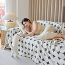 Geometric Jacquard Plush Warm Sofa Couch Cover Coral Fleece Throw Blanket for Couch by Slipcover KAS™