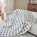 Geometric Jacquard Plush Warm Sofa Couch Cover Coral Fleece Throw Blanket for Couch by Slipcover KAS™