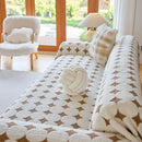 Geometric Jacquard Plush Warm Sofa Couch Cover Coral Fleece Throw Blanket for Couch by Slipcover KAS™