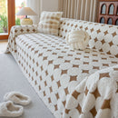 Geometric Jacquard Plush Warm Sofa Couch Cover Coral Fleece Throw Blanket for Couch by Slipcover KAS™