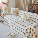Geometric Jacquard Plush Warm Sofa Couch Cover Coral Fleece Throw Blanket for Couch by Slipcover KAS™