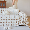 Geometric Jacquard Plush Warm Sofa Couch Cover Coral Fleece Throw Blanket for Couch by Slipcover KAS™