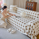 Geometric Jacquard Plush Warm Sofa Couch Cover Coral Fleece Throw Blanket for Couch by Slipcover KAS™