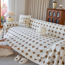 Geometric Jacquard Plush Warm Sofa Couch Cover Coral Fleece Throw Blanket for Couch by Slipcover KAS™