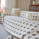 Geometric Jacquard Plush Warm Sofa Couch Cover Coral Fleece Throw Blanket for Couch by Slipcover KAS™