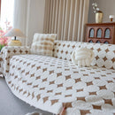 Geometric Jacquard Plush Warm Sofa Couch Cover Coral Fleece Throw Blanket for Couch by Slipcover KAS™