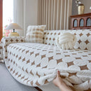 Geometric Jacquard Plush Warm Sofa Couch Cover Coral Fleece Throw Blanket for Couch by Slipcover KAS™