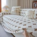 Geometric Jacquard Plush Warm Sofa Couch Cover Coral Fleece Throw Blanket for Couch by Slipcover KAS™