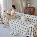 Geometric Jacquard Plush Warm Sofa Couch Cover Coral Fleece Throw Blanket for Couch by Slipcover KAS™