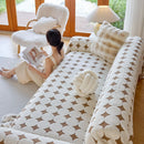 Geometric Jacquard Plush Warm Sofa Couch Cover Coral Fleece Throw Blanket for Couch by Slipcover KAS™