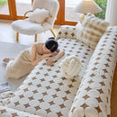 Geometric Jacquard Plush Warm Sofa Couch Cover Coral Fleece Throw Blanket for Couch by Slipcover KAS™