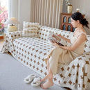 Geometric Jacquard Plush Warm Sofa Couch Cover Coral Fleece Throw Blanket for Couch by Slipcover KAS™