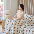 Geometric Jacquard Plush Warm Sofa Couch Cover Coral Fleece Throw Blanket for Couch by Slipcover KAS™