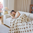 Geometric Jacquard Plush Warm Sofa Couch Cover Coral Fleece Throw Blanket for Couch by Slipcover KAS™