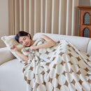 Geometric Jacquard Plush Warm Sofa Couch Cover Coral Fleece Throw Blanket for Couch by Slipcover KAS™