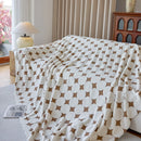 Geometric Jacquard Plush Warm Sofa Couch Cover Coral Fleece Throw Blanket for Couch by Slipcover KAS™