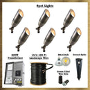 Brass LED Spot Light Kit: (6) Brass Spotlights, All Necessary Components