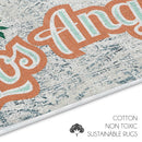 US States Los Angeles Design Non Skid Washable Kitchen Runner Rugs Set of 2| 44 x 24 and 31.5 x 20 Inches Floor Mats |Orange