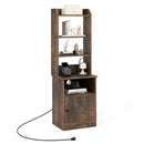6-Tier Bookshelf Nightstand with Charging Station and Cabinet by LJGDeals