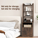 6-Tier Bookshelf Nightstand with Charging Station and Cabinet by LJGDeals