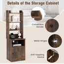 6-Tier Bookshelf Nightstand with Charging Station and Cabinet-Rustic Brown