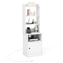 6-Tier Bookshelf Nightstand with Charging Station and Cabinet-Rustic Brown by DirectDeals