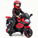 6V Kids Motorcycle with Headlights Music and Detachable Training Wheels