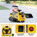 6V Ride on Tractor 3-in-1 Electric Excavator with Adjustable Arms and Music-Yellow by LJGDeals