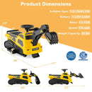 6V Ride on Tractor 3-in-1 Electric Excavator with Adjustable Arms and Music-Yellow by LJGDeals