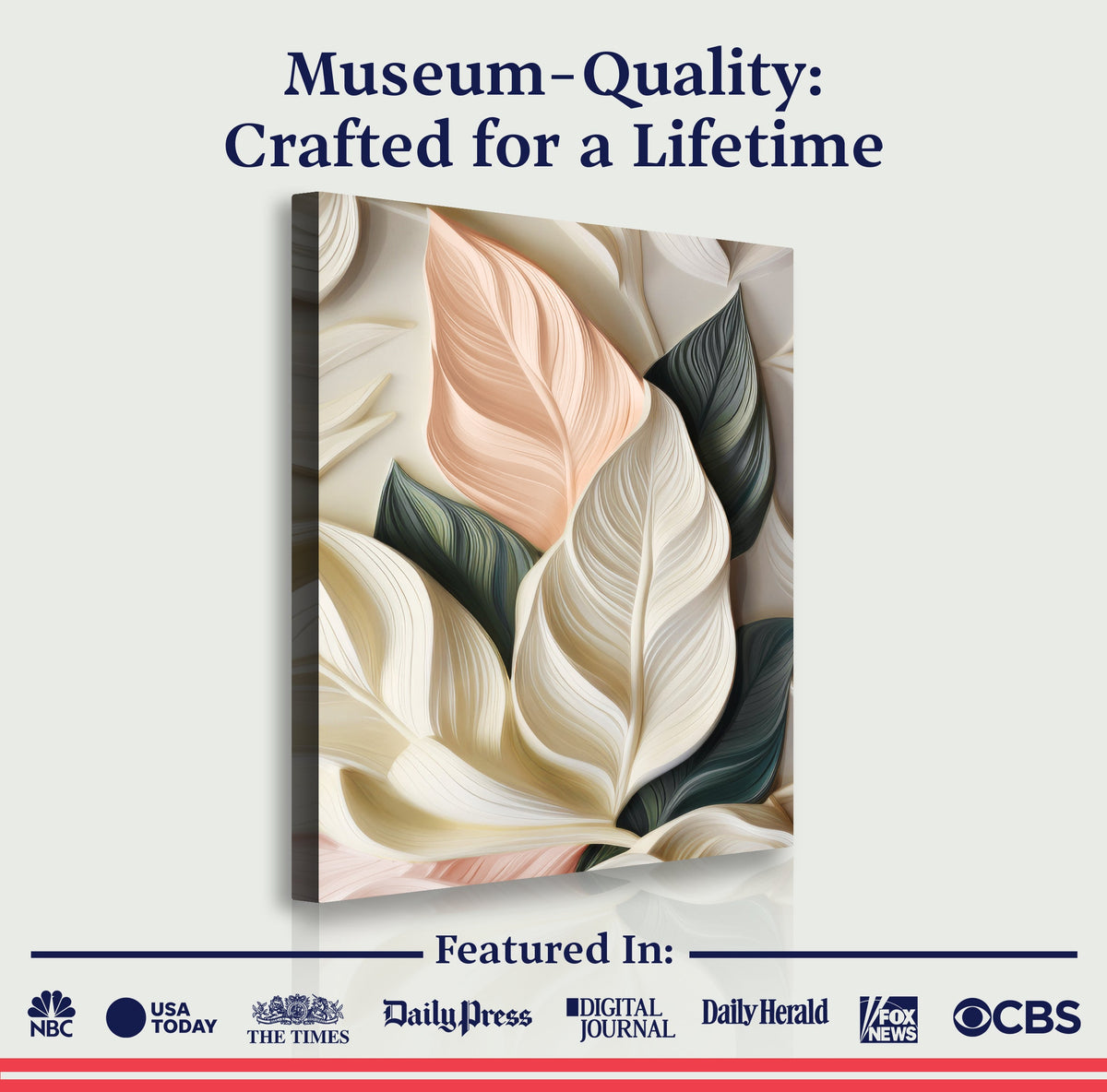 Elegant 3D Pastel Leaf Wall Art, photo 6 of 10