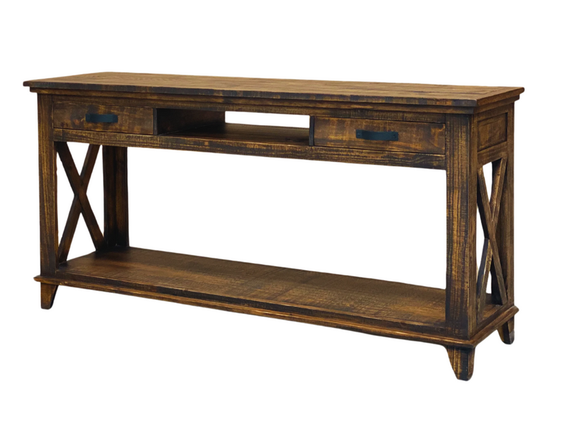 Rancho X Sofa Table In Dark Wax