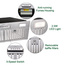 30“ Range Hood Insert, 600 CFM Built-in Stainless Steel Kitchen Hood with LED Lights - NX-HOOD-30