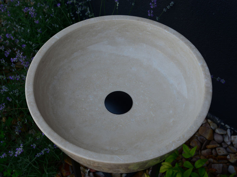 Light Travertine Handcrafted Vessel Sink - Authentic Hand Polished Natural Stone, photo 2 of 10