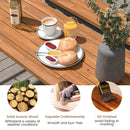 Outdoor Dining Table and Bench Set with Acacia Wood Top for Yard Garden Poolside by LJGDeals