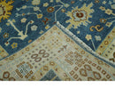 Hand knotted Blue and Beige 8x10 Traditional Oushak wool area rug by The Rug Decor