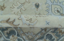 Traditional Oushak Design Beige And Blue Hand Tufted Custom Made Wool Rug