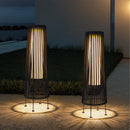 2 Piece Solar Powered Lantern Wicker Solar Patio Lamp Black by JHY DESIGN