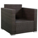 4 Pieces Brown Wicker Rattan Sofa Furniture Set Patio Garden Lawn Cushioned Seat by LJGDeals
