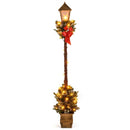 6.1 Feet Christmas Pre-lit Street Lamp with Artificial Greenery and Snow-flocked Branch Tips by LJGDeals