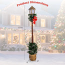 6.1 Feet Christmas Pre-lit Street Lamp with Artificial Greenery and Snow-flocked Branch Tips by LJGDeals