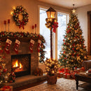 6.1 Feet Christmas Pre-lit Street Lamp with Artificial Greenery and Snow-flocked Branch Tips