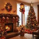 6.1 Feet Christmas Pre-lit Street Lamp with Artificial Greenery and Snow-flocked Branch Tips by LJGDeals