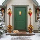 6.1 Feet Christmas Pre-lit Street Lamp with Artificial Greenery and Snow-flocked Branch Tips by LJGDeals