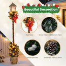 6.1 Feet Christmas Pre-lit Street Lamp with Artificial Greenery and Snow-flocked Branch Tips by LJGDeals