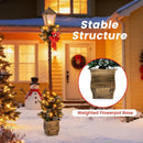 6.1 Feet Christmas Pre-lit Street Lamp with Artificial Greenery and Snow-flocked Branch Tips by LJGDeals