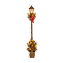 6.1 Feet Christmas Pre-lit Street Lamp with Artificial Greenery and Snow-flocked Branch Tips by LJGDeals