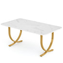 63" Dining Table, Modern Kitchen Table with Faux Marble Table Top