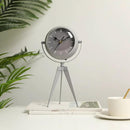 12.5"H Wrought Iron Glass Standing Clock (Elegant Grey) by JHY DESIGN