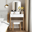 Vanity Table Set with Cushioned Stool and Large Mirror by LJGDeals